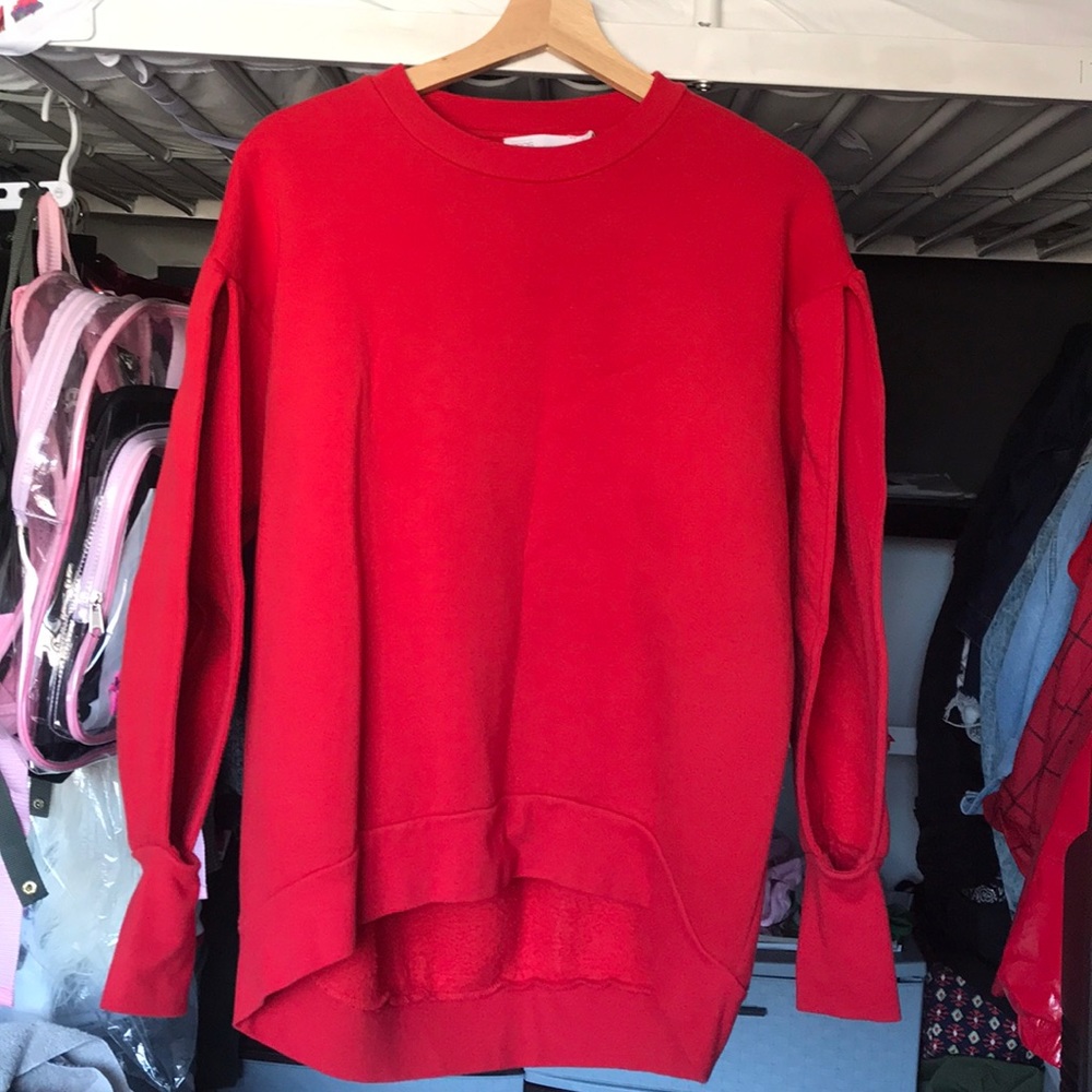 Bright red Asos cut out sweatshirt